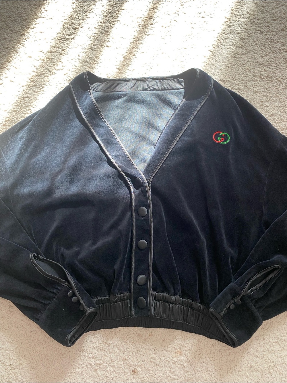 Velvet Blouson Black Velvet Cardigan Size S